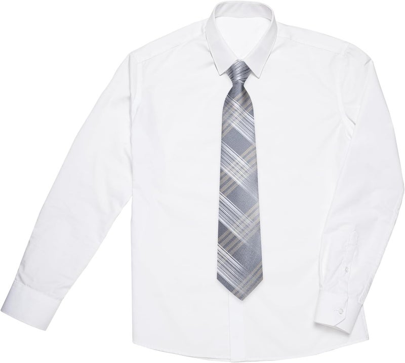 DiBanGu 2PCS Set for Father and Son Tie Silk Mens and Boys Adjustable Necktie & Pocket Square Cufflinks Kids Pre-tied Necktie - Image 3